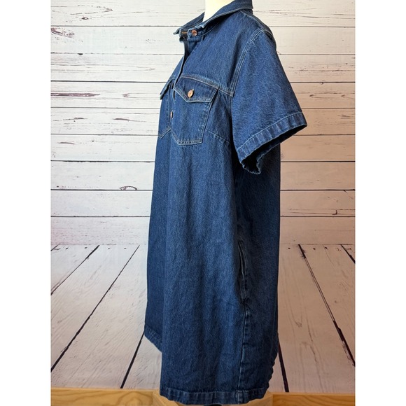 GAP Denim Dress Jean size XLT XL Tall Extra large Popover A Line Pockets Y2K 80s - Picture 11 of 14